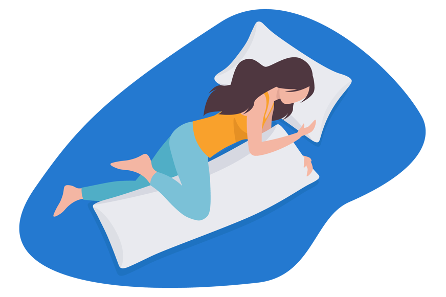 Woman sleeping with a body pillow